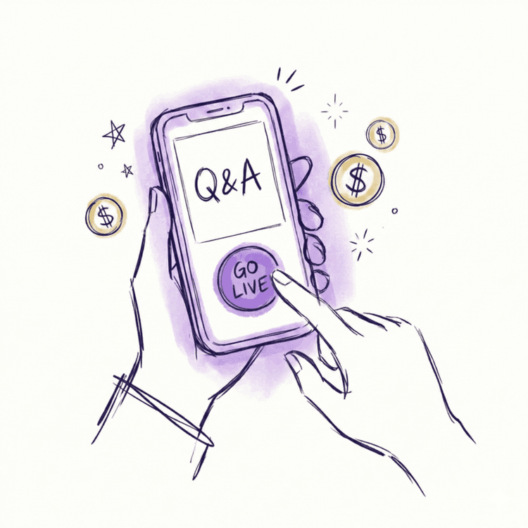 Hand about to tap Go Live button